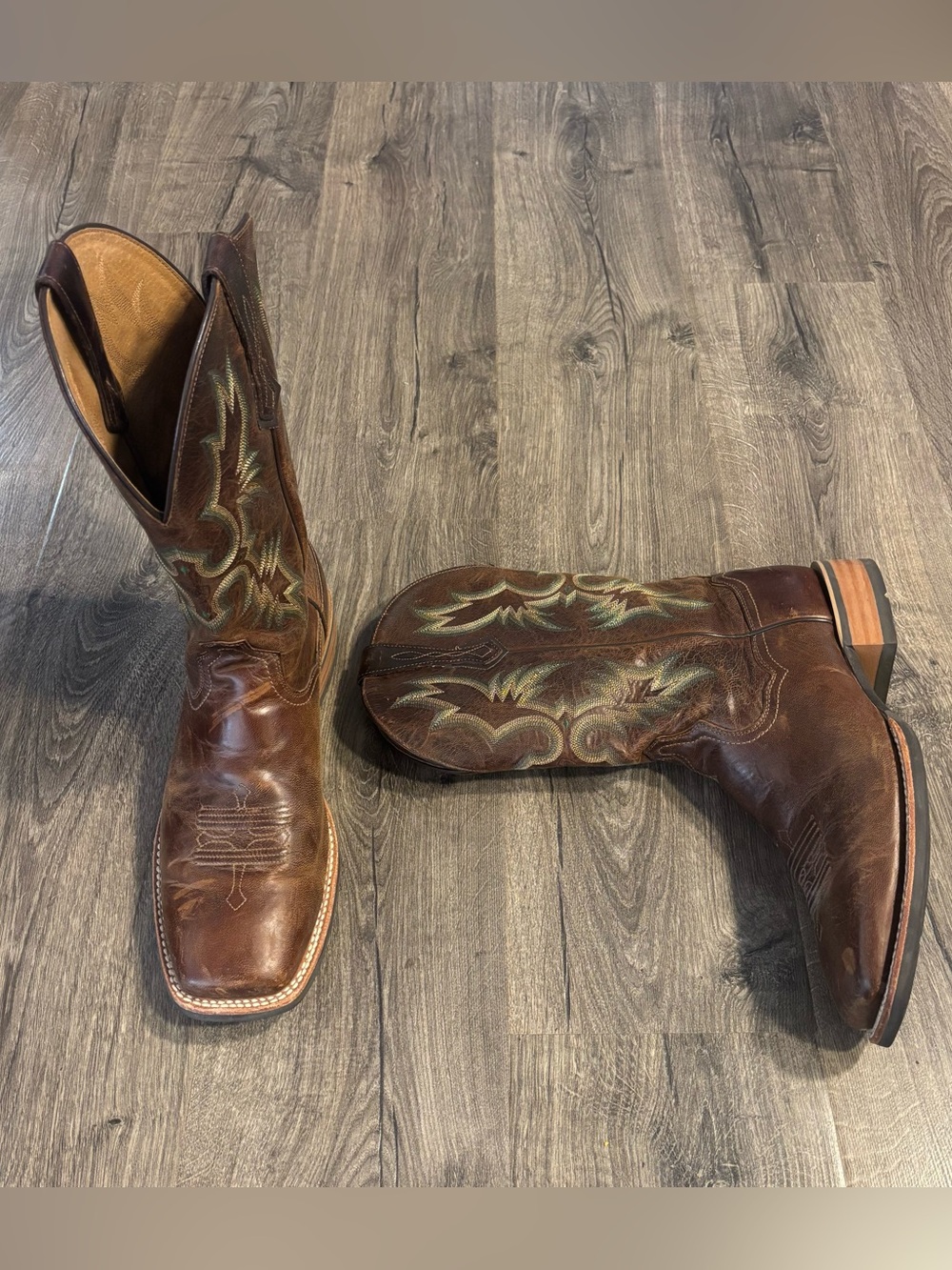 Ariat Tombstone Leather Western Square Toe Boots Brown Men’s 14D Style 10010285